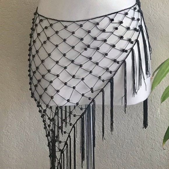 NEW LOEHMAN’s SARONG COVERUP- Beaded Fishnet mult style - Picture 2 of 3